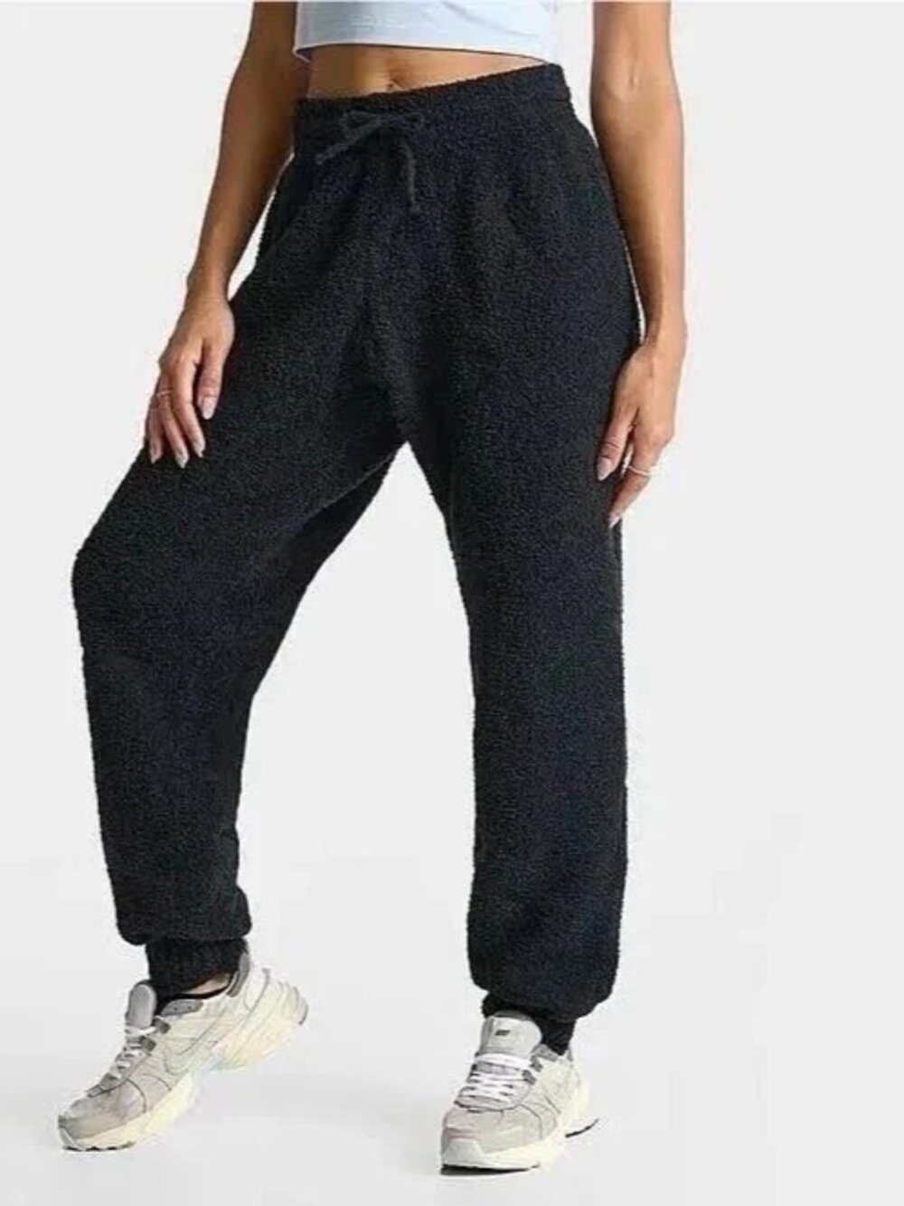Nike Boucle Jogger Pants Womens S Phoenix Cozy Knit Black oversized fz1703 $115